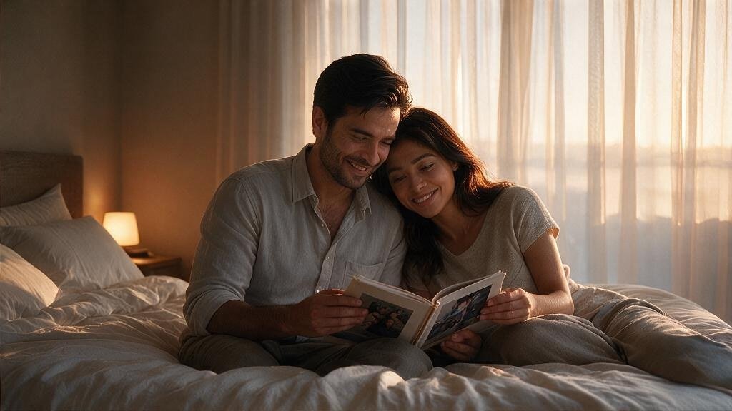 A couple sharing a quiet moment at home