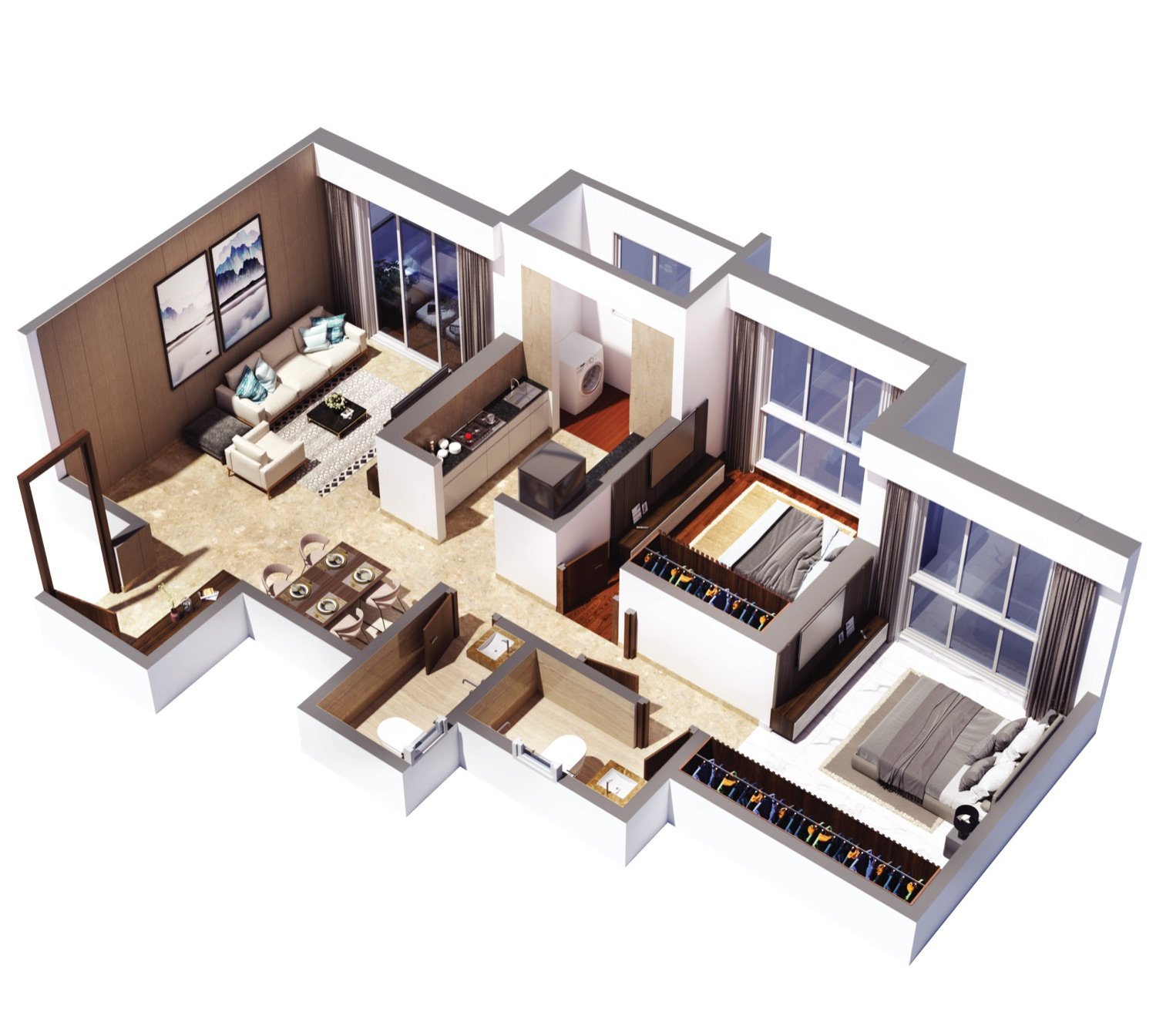 2 BHK Smart furnished home interior